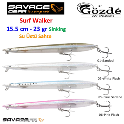 Savage gear Sandeel Surf Walker 155 23g Suni Yem resmi