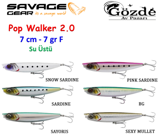 Savage Gear Pop Walker 2.0  7 cm 7 gr F   resmi