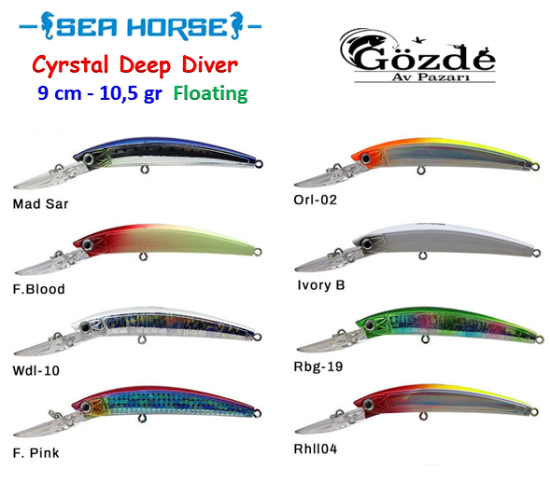 Sea Horse  Crystals Deep Diver 9 cm 10.5 gr Trolling Sahte Balık resmi