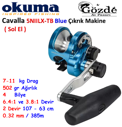 Okuma Cavalla Blue CAVB-5NIILX-TB ( Sol El ) Çıkrık Makine resmi