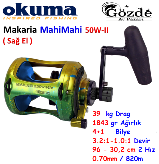 Okuma Makaria 50WII Mahimahi Edition 4 Bilye Çıkrık Makine resmi