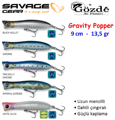 Savage Gear Gravity Popper 9 cm 13.5 gr Su Üstü Sahte Balık resmi