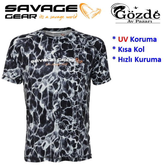 Savage Gear Black Water UV Korumalı Kısa Kol  resmi