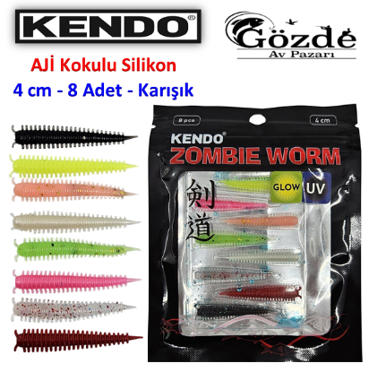 Kendo Zombie Worm Lrf Silikonu 4 cm 8 Adet (Karışık Renk) resmi