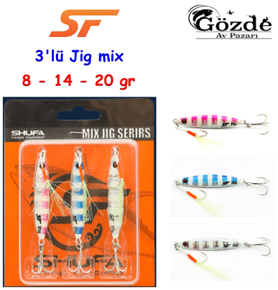 Shufa 3' lü Mix Jigs 20 gr  resmi