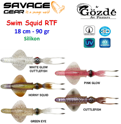 Savage Gear Swim Squid RTF 18 cm 90 gr Silikon Yem  resmi