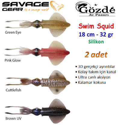 Savage gear Swim Squid 18 cm 32 gr 2 Adet Silikon Yem  resmi