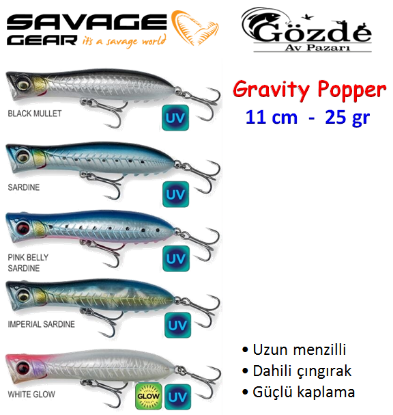 Savage Gear Gravity Popper 11 cm 25 gr Su Üstü Sahte Balık  resmi