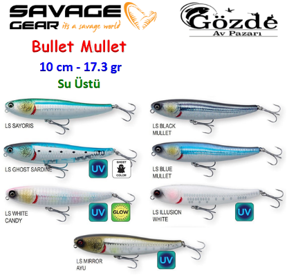 Savage Gear Bullet Mullet 10 cm 17.3 gr ( Su Üstü ) resmi