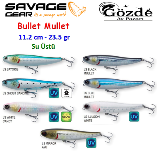 Savage Gear Bullet Mullet 11.2 cm 23.5 gr ( Su Üstü )  resmi