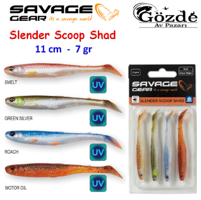 Savage Gear Slender Scoop Shad 11 cm 7 gr Silikon Clear resmi