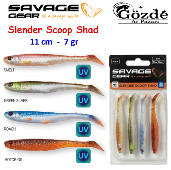 Savage Gear Slender Scoop Shad 11 cm 7 gr Silikon Clear resmi