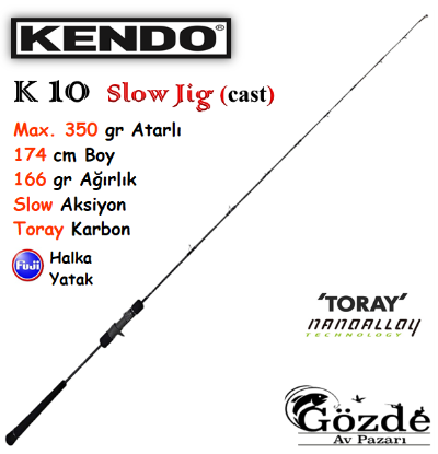 Kendo K10 Slow Jigging 1.74 cm (Cast) Max 350 gr Tekne Kamışı  resmi