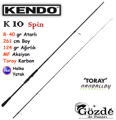 Kendo K10 Long Distance Game 261 cm MF 8-40 gr Spin Kamışı   resmi