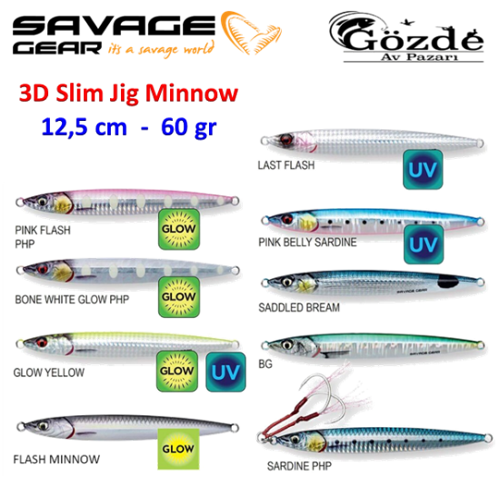 Savage Gear 3D Slim Jig Minnow 12.5 cm 60 gr Jig Yem  resmi