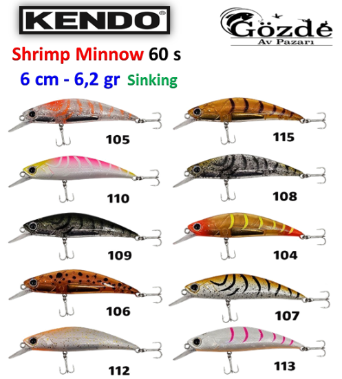 Kendo Shrimp Minnow 60s  6.2 gr Sinking Sahte resmi