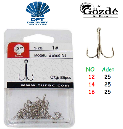 DFT 3553 3'lü Olta İğnesi ( Frangulli ) 25 Adet resmi