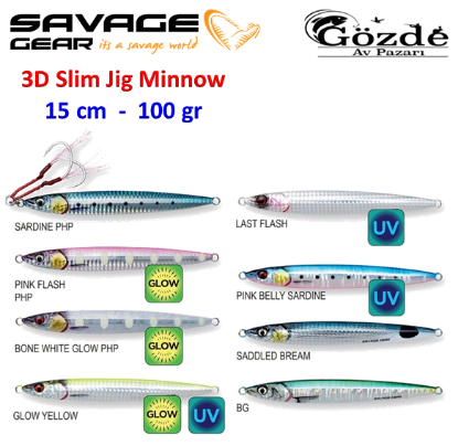 Savage Gear 3D Slim Jig Minnow 15 cm 100 gr Jig Yem   resmi