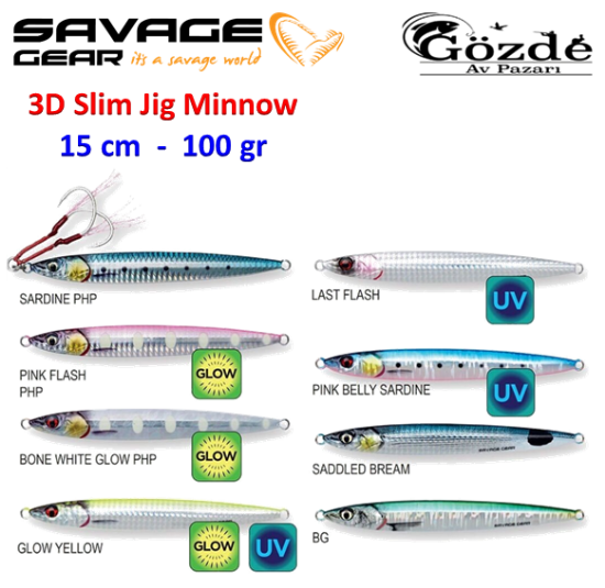 Savage Gear 3D Slim Jig Minnow 15 cm 100 gr Jig Yem   resmi